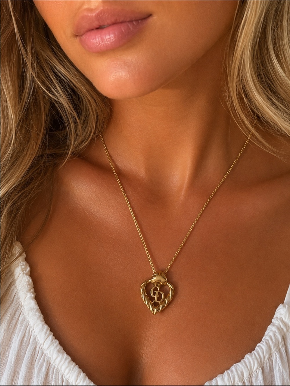 Dior Gold plated Heart Pendant Necklace